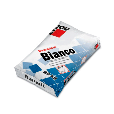 Baumit Bianco белая тиксотропная клеящая смесь для мрамора и напольных плит 25 кг